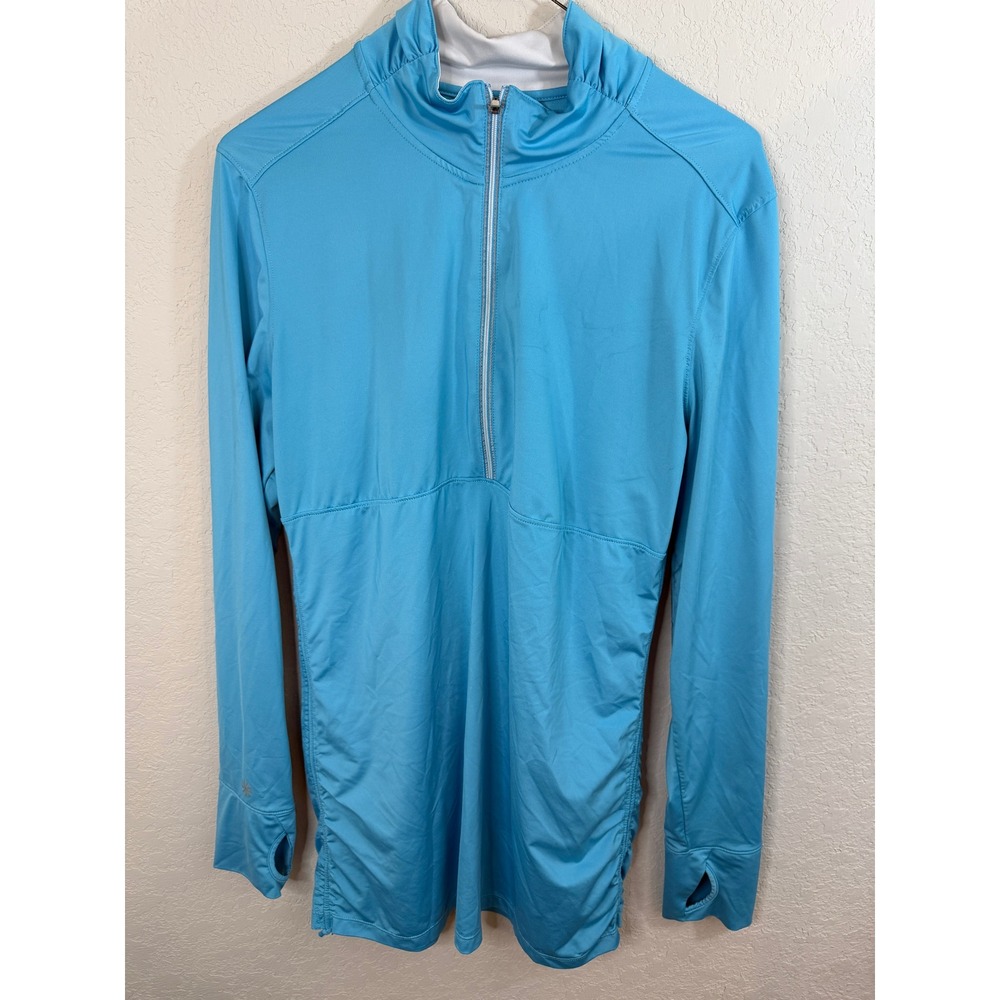 Athleta Blue Long Sleeve Half Zip Thumbhole‎ Athletic Top Size XL